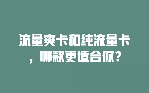 流量爽卡和纯流量卡，哪款更适合你？