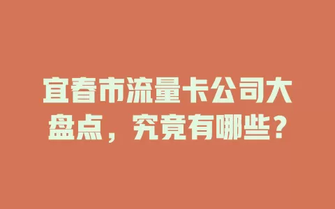 宜春市流量卡公司大盘点，究竟有哪些？