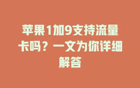 苹果1加9支持流量卡吗？一文为你详细解答