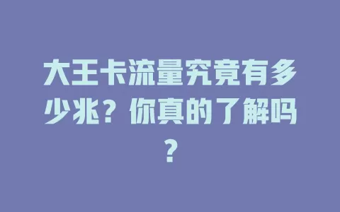 大王卡流量究竟有多少兆？你真的了解吗？