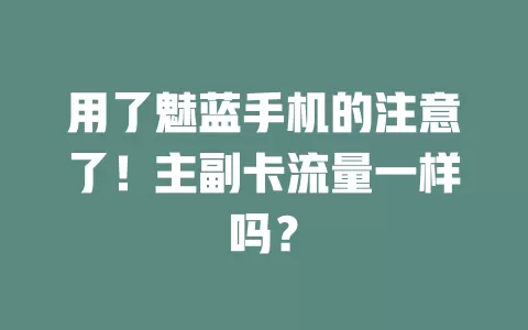 用了魅蓝手机的注意了！主副卡流量一样吗？