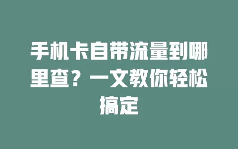 手机卡自带流量到哪里查？一文教你轻松搞定