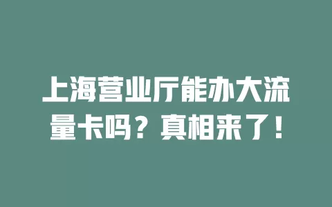 上海营业厅能办大流量卡吗？真相来了！