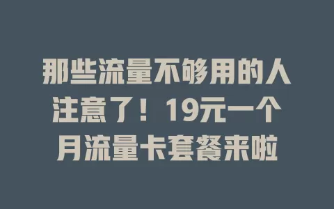 那些流量不够用的人注意了！19元一个月流量卡套餐来啦
