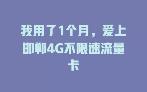 我用了1个月，爱上邯郸4G不限速流量卡