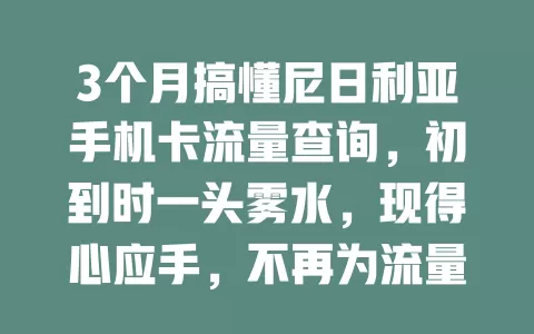 3个月搞懂尼日利亚手机卡流量查询，初到时一头雾水，现得心应手，不再为流量烦恼
