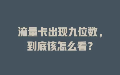 流量卡出现九位数，到底该怎么看？