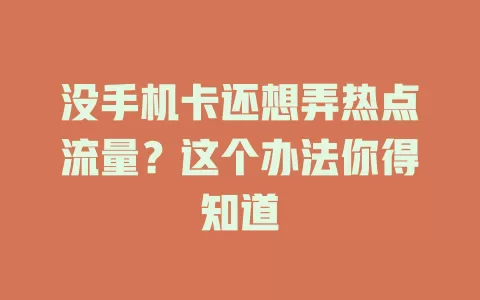 没手机卡还想弄热点流量？这个办法你得知道