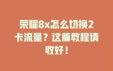 荣耀8x怎么切换2卡流量？这篇教程请收好！