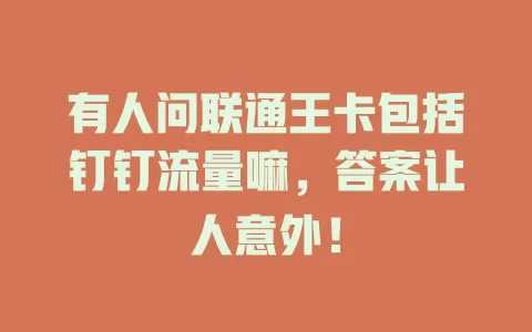 有人问联通王卡包括钉钉流量嘛，答案让人意外！