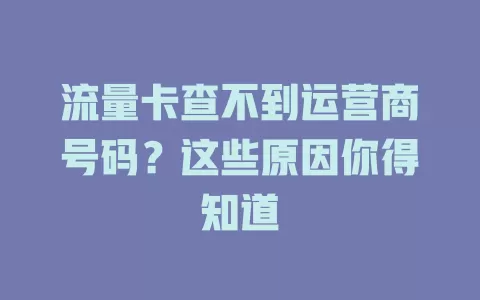 流量卡查不到运营商号码？这些原因你得知道