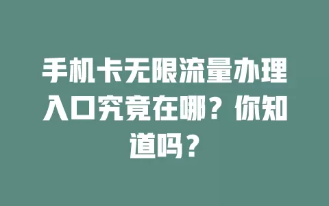 手机卡无限流量办理入口究竟在哪？你知道吗？