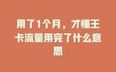 用了1个月，才懂王卡流量用完了什么意思