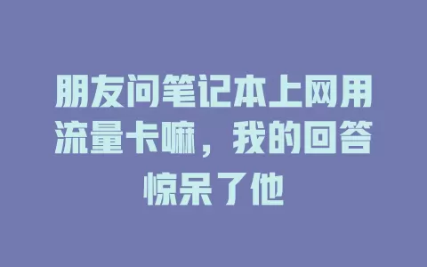 朋友问笔记本上网用流量卡嘛，我的回答惊呆了他