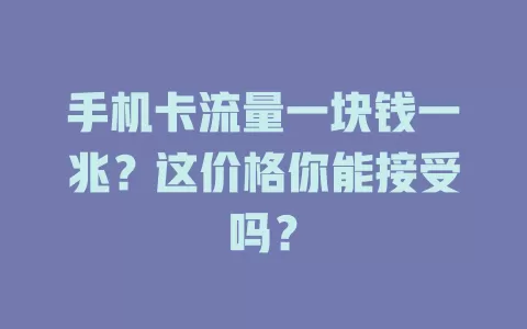 手机卡流量一块钱一兆？这价格你能接受吗？