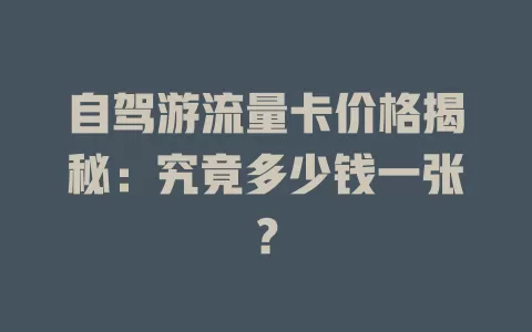自驾游流量卡价格揭秘：究竟多少钱一张？