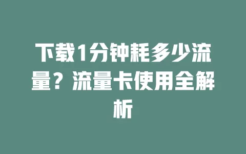 下载1分钟耗多少流量？流量卡使用全解析