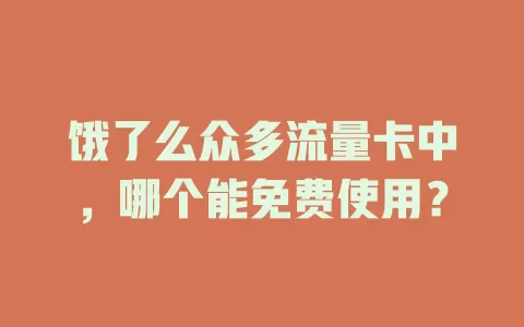 饿了么众多流量卡中，哪个能免费使用？