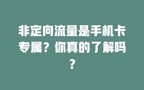 非定向流量是手机卡专属？你真的了解吗？