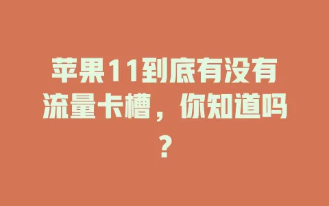 苹果11到底有没有流量卡槽，你知道吗？