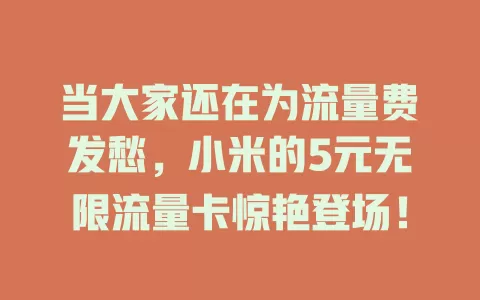 当大家还在为流量费发愁，小米的5元无限流量卡惊艳登场！