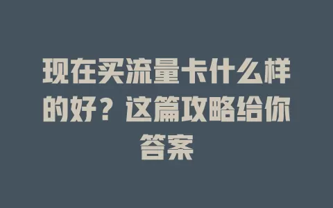 现在买流量卡什么样的好？这篇攻略给你答案