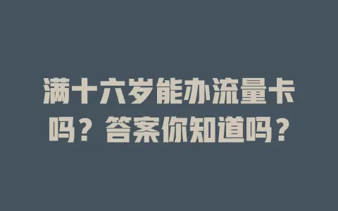 满十六岁能办流量卡吗？答案你知道吗？