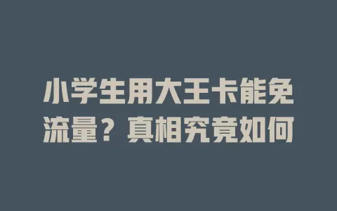 小学生用大王卡能免流量？真相究竟如何