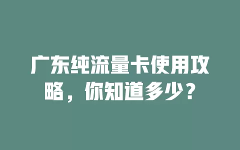 广东纯流量卡使用攻略，你知道多少？