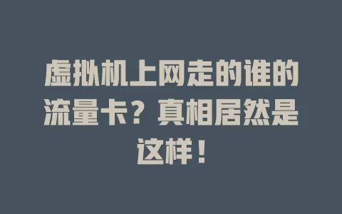 虚拟机上网走的谁的流量卡？真相居然是这样！
