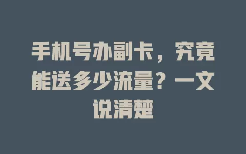 手机号办副卡，究竟能送多少流量？一文说清楚