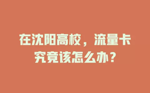 在沈阳高校，流量卡究竟该怎么办？