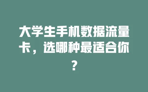 大学生手机数据流量卡，选哪种最适合你？