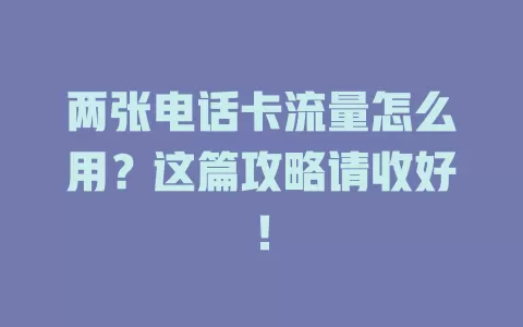 两张电话卡流量怎么用？这篇攻略请收好！