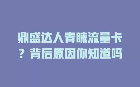 鼎盛达人青睐流量卡？背后原因你知道吗