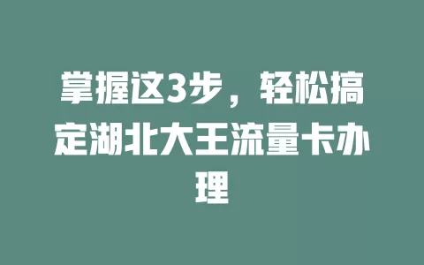 掌握这3步，轻松搞定湖北大王流量卡办理
