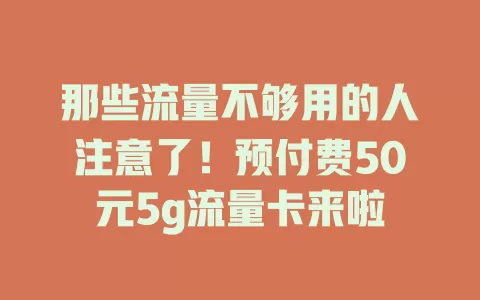 那些流量不够用的人注意了！预付费50元5g流量卡来啦