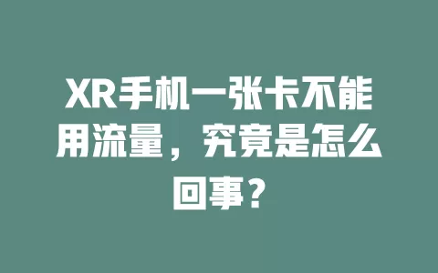 XR手机一张卡不能用流量，究竟是怎么回事？