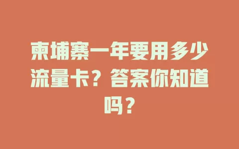 柬埔寨一年要用多少流量卡？答案你知道吗？