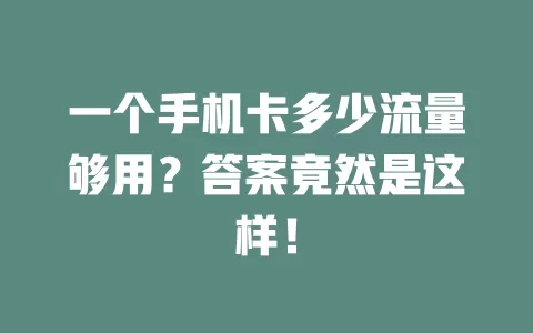 一个手机卡多少流量够用？答案竟然是这样！