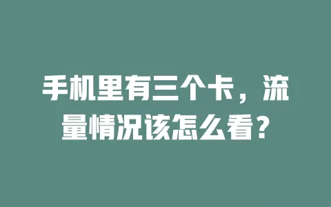 手机里有三个卡，流量情况该怎么看？