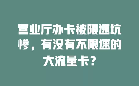 营业厅办卡被限速坑惨，有没有不限速的大流量卡？
