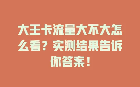 大王卡流量大不大怎么看？实测结果告诉你答案！