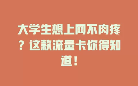 大学生想上网不肉疼？这款流量卡你得知道！