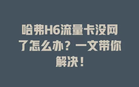 哈弗H6流量卡没网了怎么办？一文带你解决！