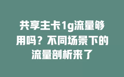 共享主卡1g流量够用吗？不同场景下的流量剖析来了
