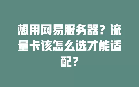 想用网易服务器？流量卡该怎么选才能适配？