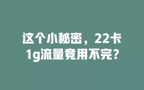 这个小秘密，22卡1g流量竟用不完？