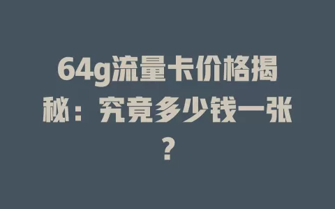64g流量卡价格揭秘：究竟多少钱一张？