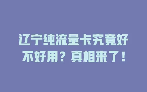 辽宁纯流量卡究竟好不好用？真相来了！
